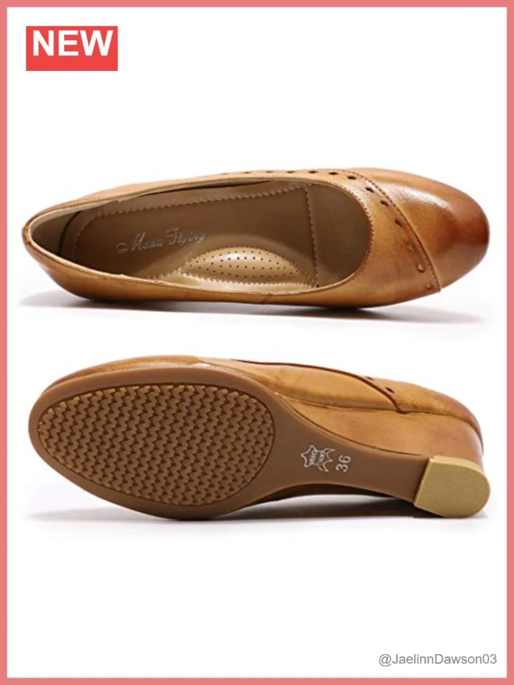Women's Leather Mid Wedge Heel Pumps